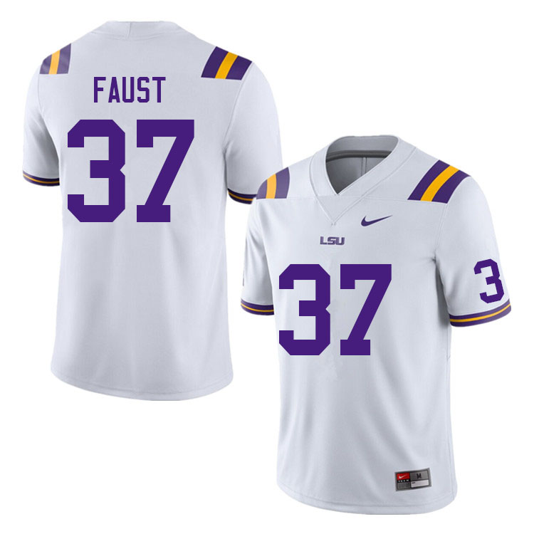 Men #37 Hunter Faust LSU Tigers College Football Jerseys Sale-White